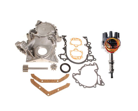 Timing Cover Conversion Kit Including Uprated Oil Pump Gears and 123 Ignition Electronic Distributor - ERC418CONVELEC